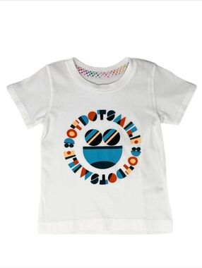 Dot Dot Smile White Tee with Blue & Orange Smiley Graphic - NWT - Size 4